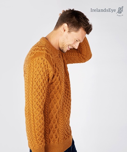 Womens Blasket Honeycomb Stitch Irish Aran Sweater - The Irish Store