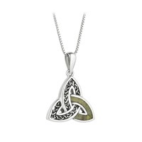 Sterling Silver Connemara Marble Celtic Trinity Knot Necklace