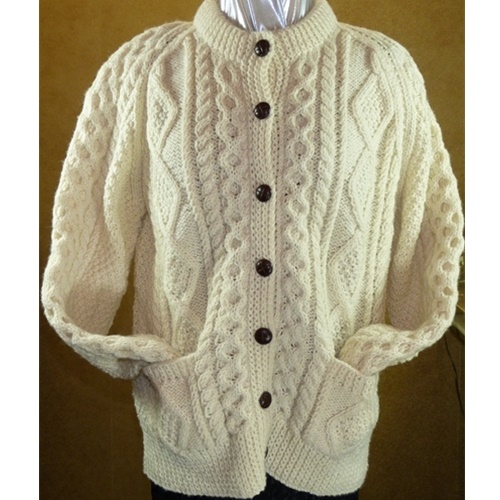 Hand Knitted Irish Cardigan Wool Sweater at eIrish.com